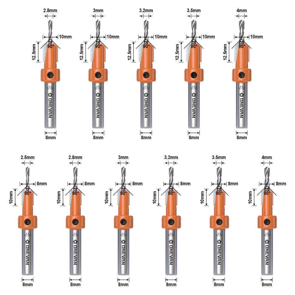 ONEVAN Hss Countersink Drill Bits 8MM Shank Screw Extractor Router Bit Woodworking Milling Cutter For Wood