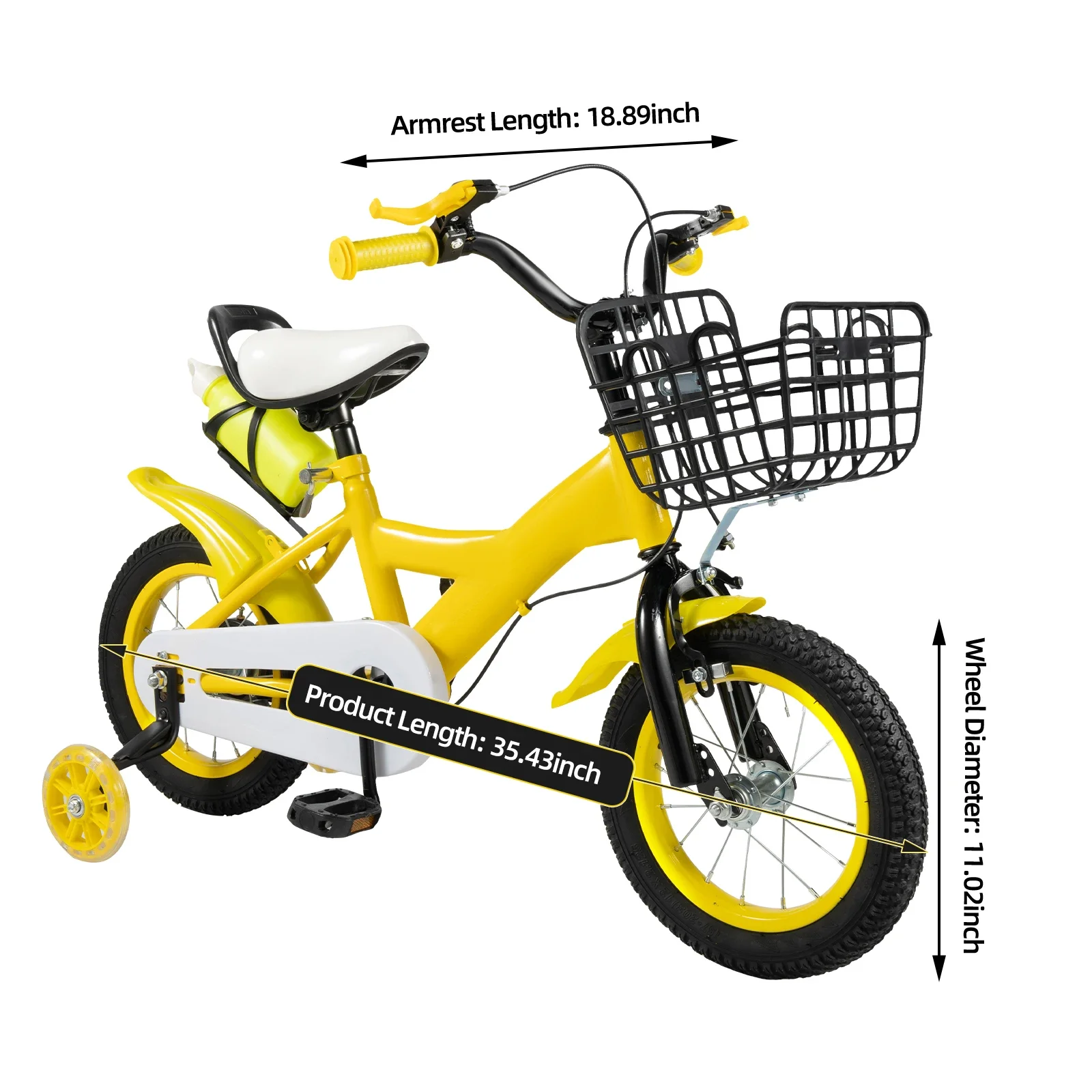 Kinderfiets Jongens Meisjes Peuterfiets Verstelbare hoogte Kinderfiets met mand voor 2-4 jaar oud Blauw / Rood / Geel