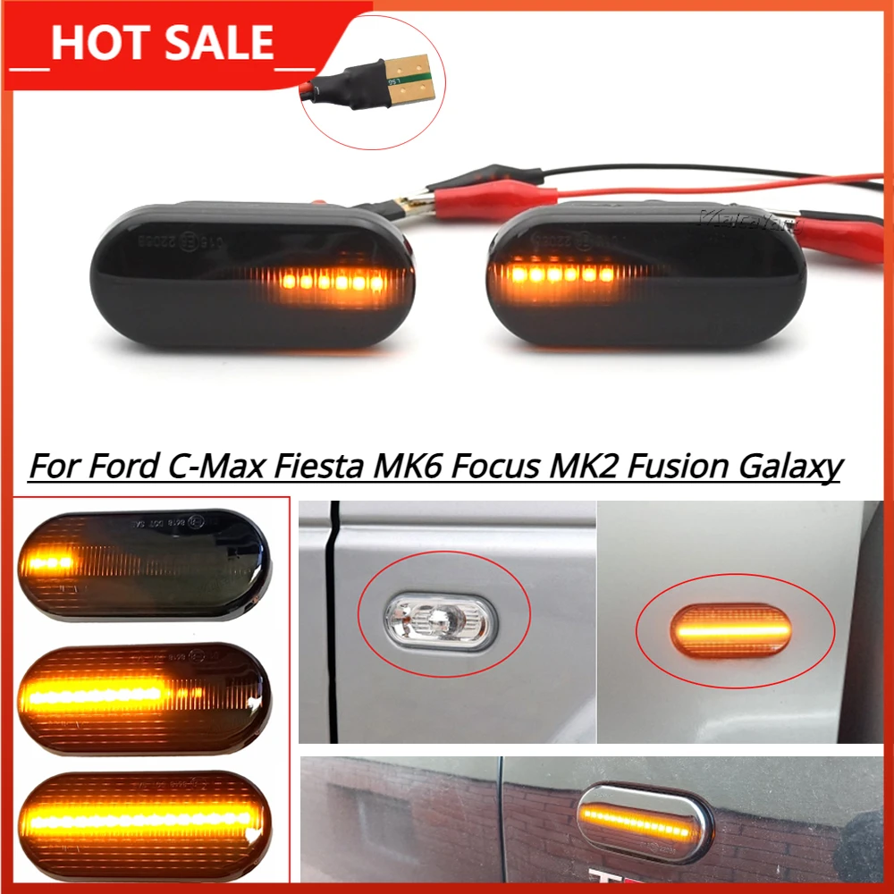 Side Fender Marker LED Dynamic Turn Signal Light Indicator Blinker For Ford C-Max Fiesta MK6 Focus MK2 Fusion Galaxy