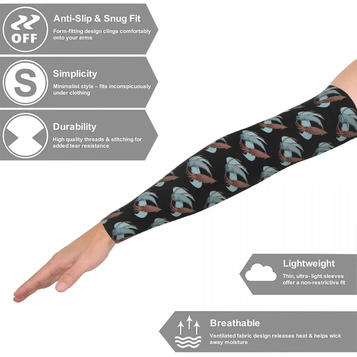 Sperm Whale Vs Giant Squid Outdoor Arm Sleeves Sun UV Protection Cover Summer Cycling Tattoo Sleeves