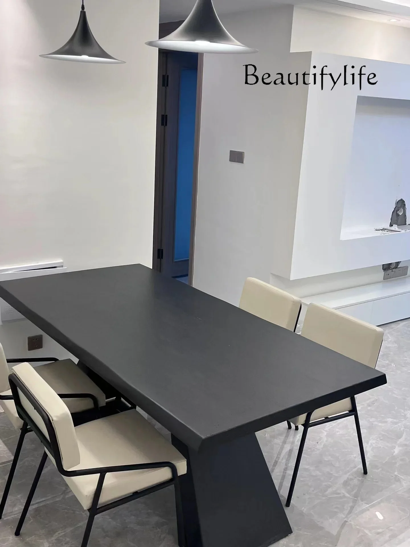 N36 Modern simple solid wood dining table and chair combination design home industrial style retro dining table
