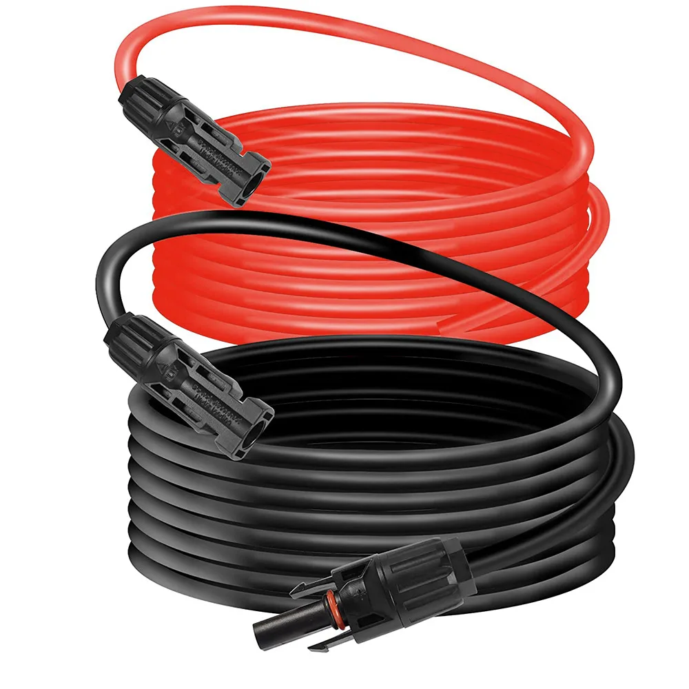 PowMr 10AWG 6mm² Solar-PV-Kabel 20M mit Steckern 20M Rot+20M Schwarz für Solarpanel-System Photovoltaik-Verlängerungskabel