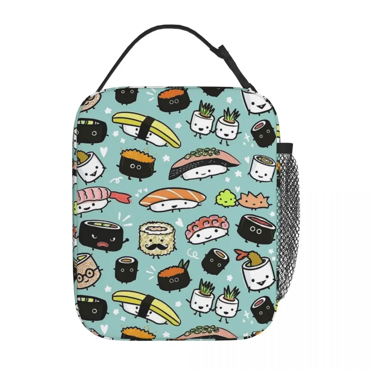 Cute Sushi Pattern Kawaii Sushi Characters Insulated Lunch Bags Storage Food Box Portable Cooler Thermal Lunch Box For School