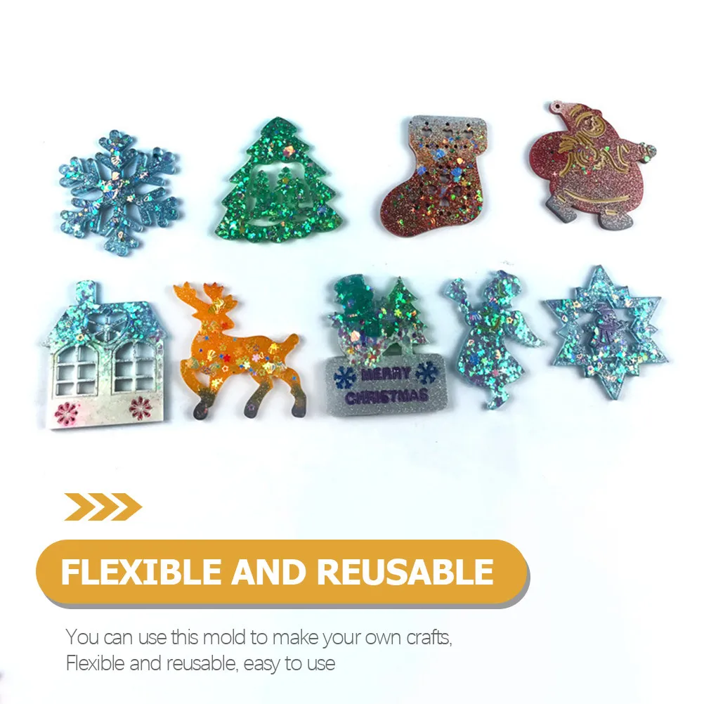 9個入り-クリスマスデコレーションアート＆クラフト-子供用ペンダントdiyモールド-ホワイトデコレーション