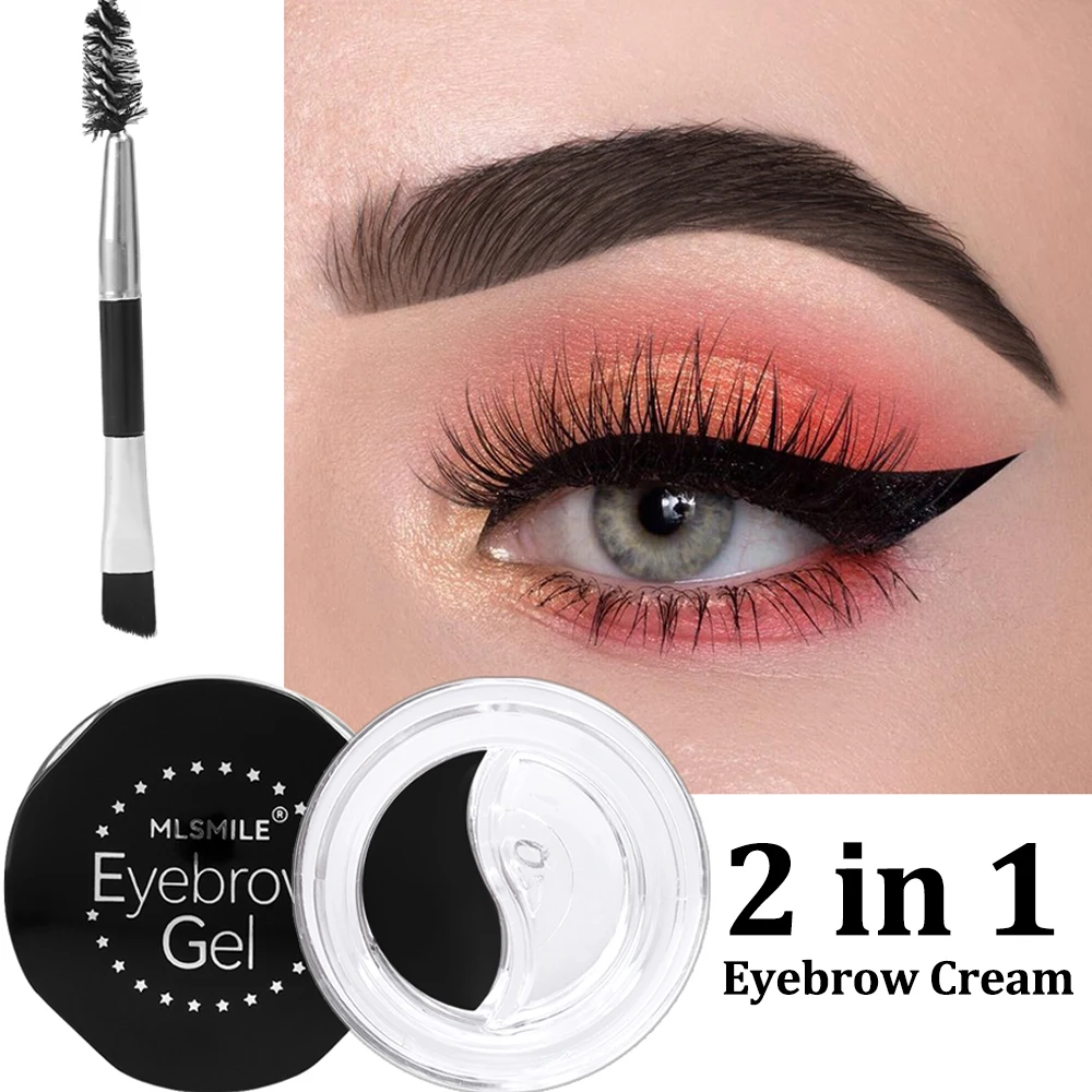 Two-tone Styling Eyebrow Gel Cream 2In1 Waterproof 3D Eyebrow Styling Cream Sculpt Soap Natural Wild Brow Pomade Setting Gel Wax