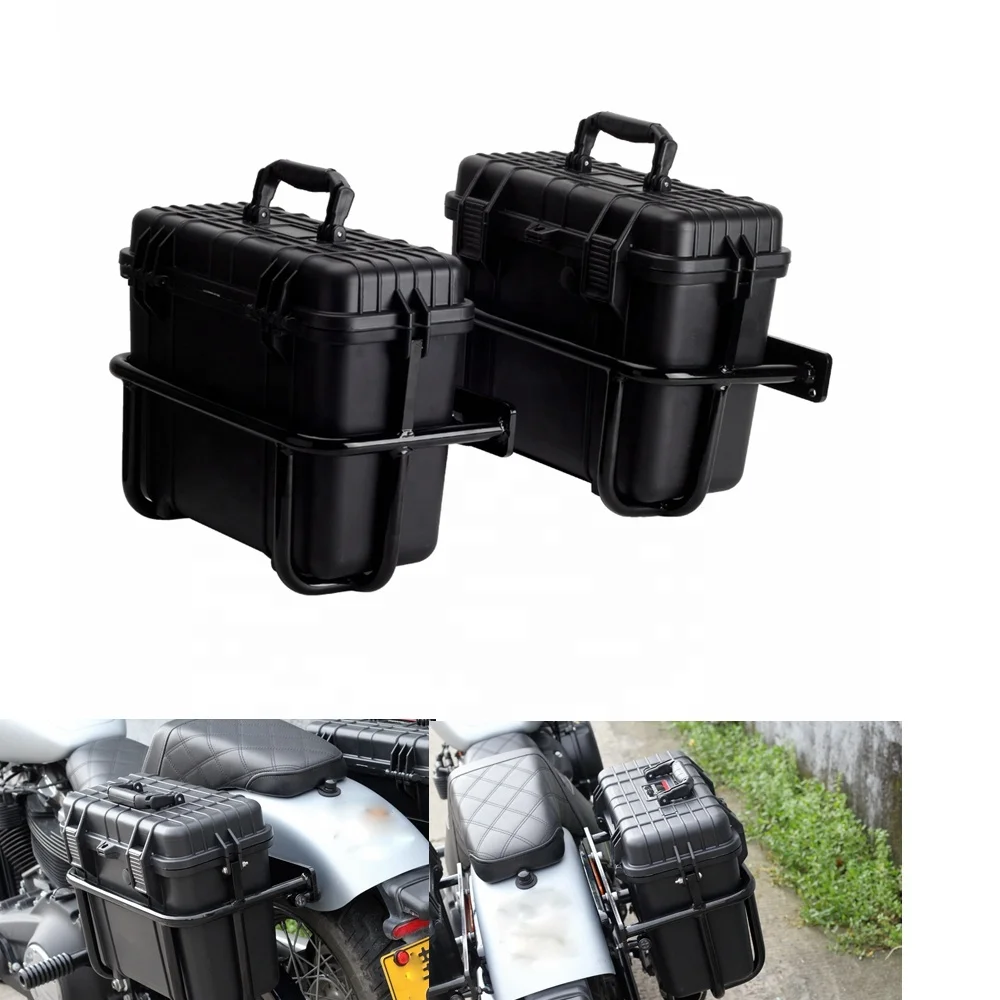 

Motorcycle Side Tool Pouch Saddle Bag Box Rack for Harley M8 Softail 2018-2024 Street Bob Standard Slim Sport Glide Models
