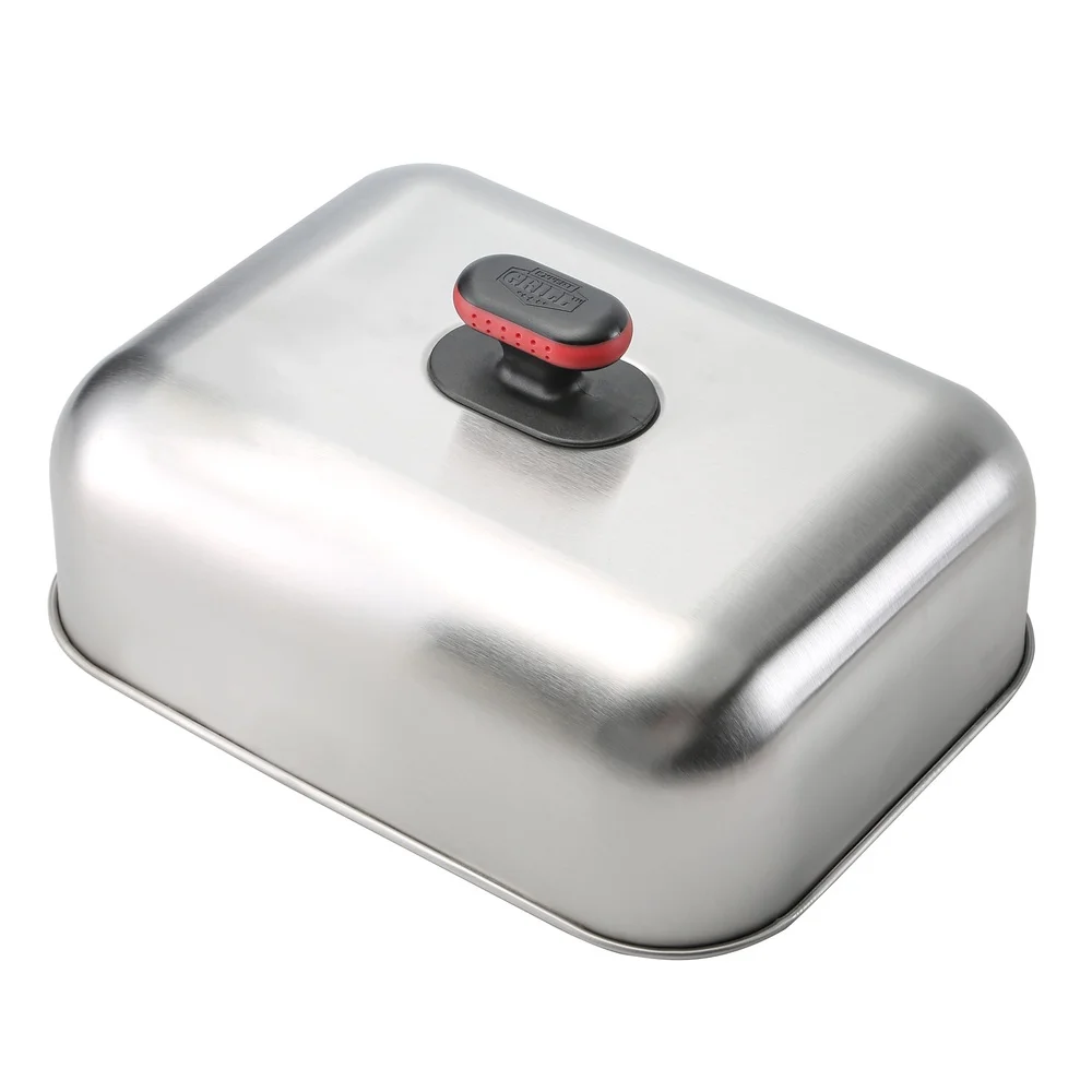 Kubah Wajan Baja Tahan Karat dengan Pegangan Lembut Penutup Memasak Penahan Panas Pencegahan Percikan Minyak Mencair Keju Burger