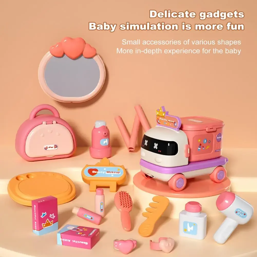 女の子向け2in1キッチン病院ごっこ遊びメイクアップおもちゃドクターセット、収納ボックス付き子供向けインタラクティブロールプレイおもちゃ