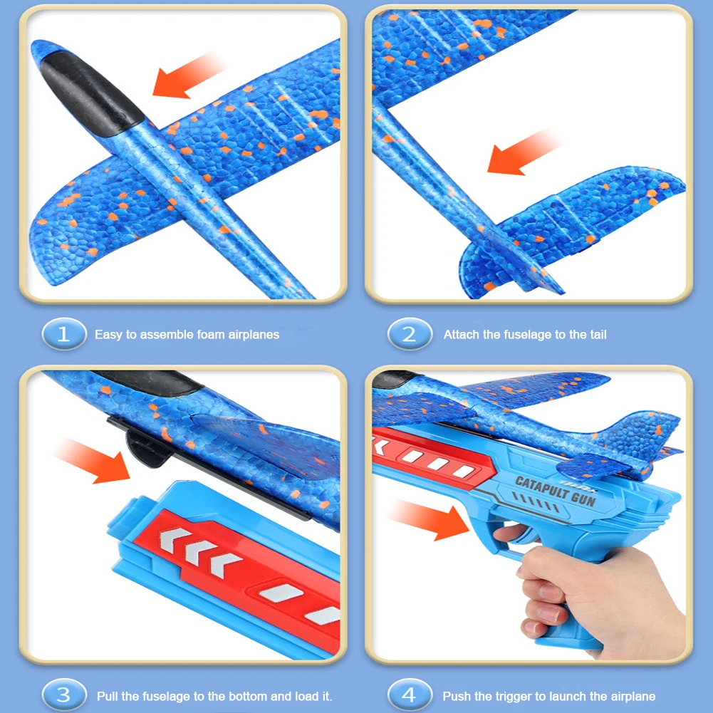 Children\'s Foam Ejection Aircraft Toys Parent-Child Interaction Outdoor Foam Aircraft Park Airplane Launcher Toys Birthday Gift