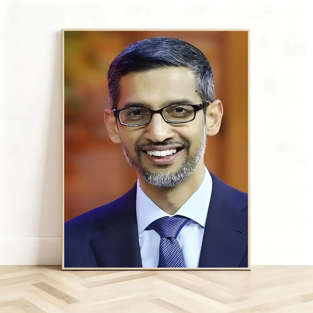Innovative Tech Leader S-Sundar Pichai Poster Classic Self-Adhesive PP Wall Sticker for Living Room Bar Decor Gift