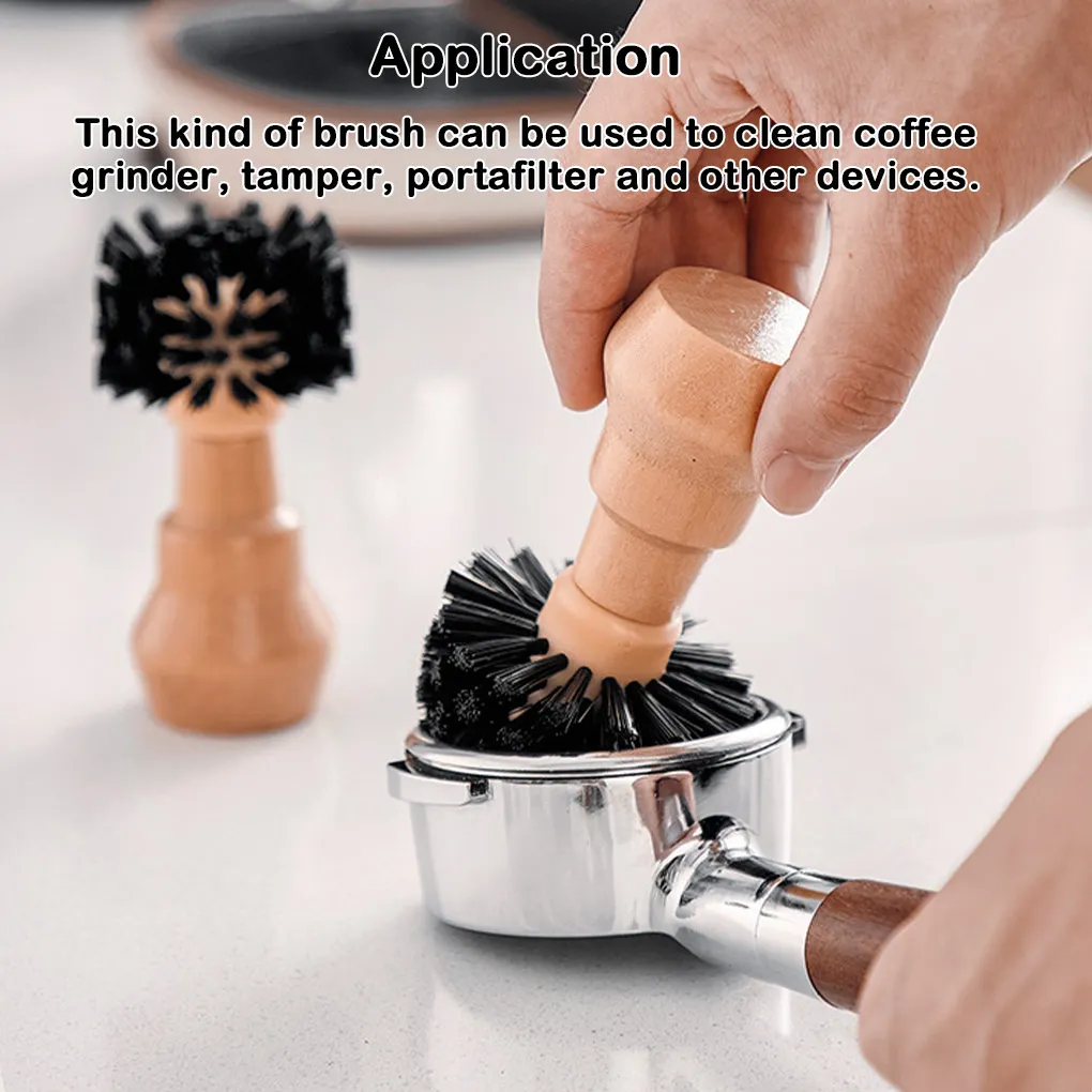 Coffee Grinder Machine Cleaning Brush Wood Handle Portafilter Dusting