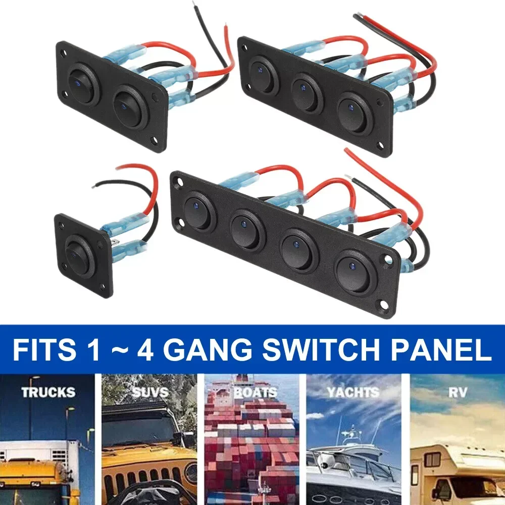 12V 1-5 Gang Universal Toggle Switch Panel USB Car Boat Marine RV Truck Blue LED Styling Accessories Marine Rocker Switch