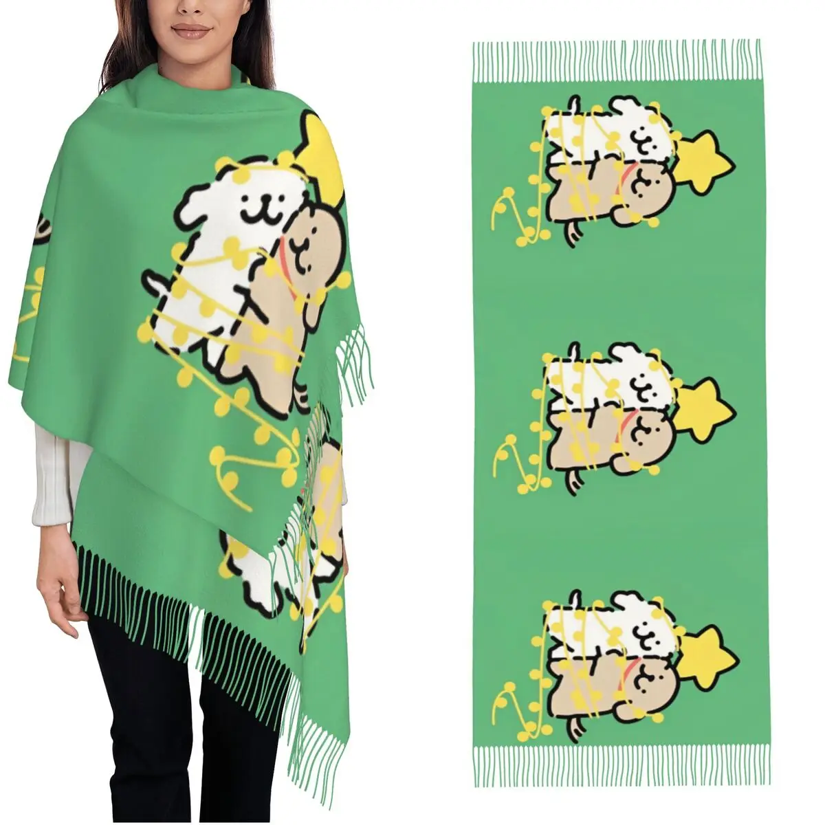 Ins Korea Line Puppy Maltese Shawl Wrap Womens Winter Large Soft Scarf Hold Star Cartoon Pashminas Shawl Scarves