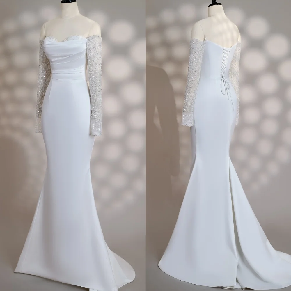 

Customized Modern Style Elegant Jersey Sequined Beading Mermaid Off-the-shoulder Long Dresses Bespoke Occasion Dresses Matching