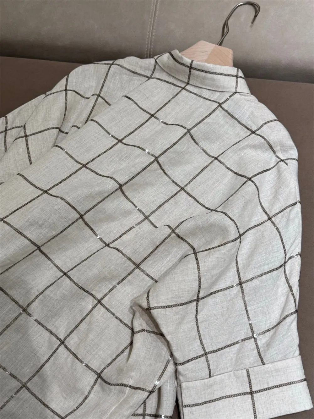 여름 신작 여성 리넨 반팔 셔츠 + 반바지 패션 다목적 상쾌한 캐주얼 투피스 세트