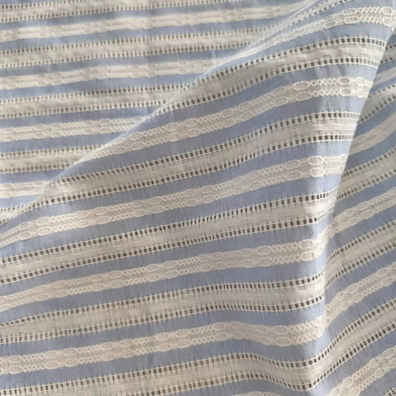 Korean Style Striped Openwork 100% Cotton Fabric for DIY Doll Clothing Children Dress Spring Summer Sewing Craft Material view 2