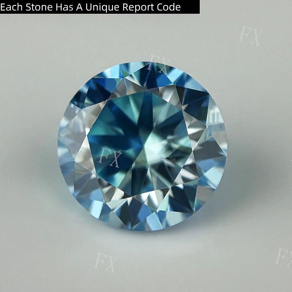 Loose Moissanite Stones 5-10mm Aqu Blue Wholesale Brilliant Round Lab Grown Stone With Certificate