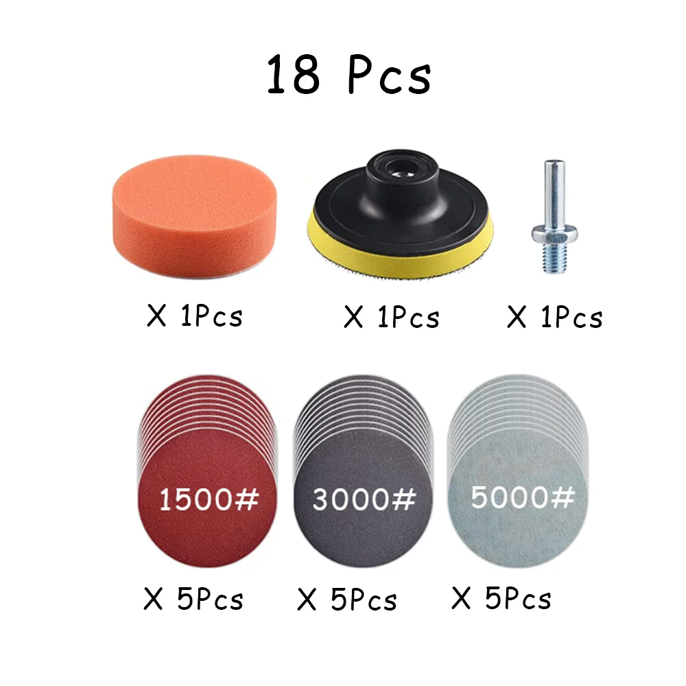 15-65 Stuks Auto Koplamp Reparatie Restauratie Kit 3 Inch 75 Mm Schuurplaat Waxen Spons Schuurpad voor Polijsten En Schuren