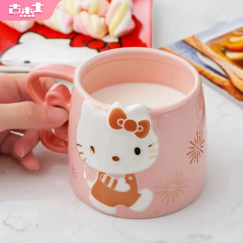 Für Sanrio 370ML Tassen Keramik Kaffeetasse für Hallo Kitty & Kuromi Muster Nette Paar Tasse Haushalt Trinkwasser Tasse für Mädchen