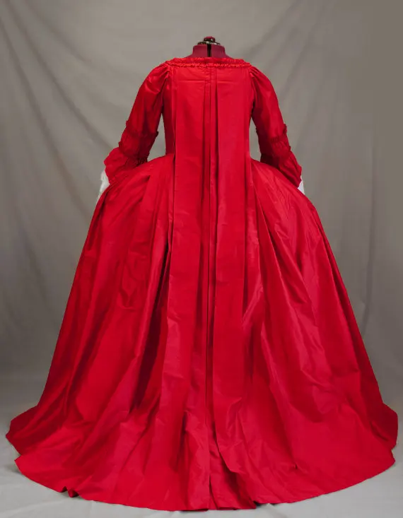 Women's Rococo Marie Antoinette Gown Dress french sack back dress royal queen ball gown dress 18th Century red wedding Dress