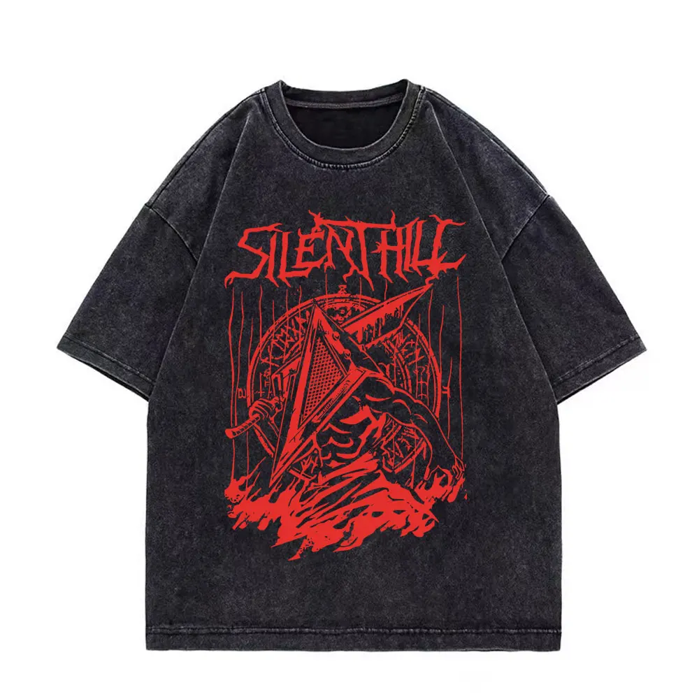 

Silent Hill 2 Game Graphic T Shirts High Street Fashion Trend Vintage Washed T-shirts Men Women Casual Cotton T-shirt Streetwear
