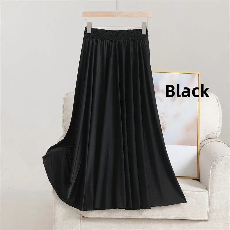 Ele – jupe mi-longue élastique à imprimé Floral, taille haute, pour mères d'âge moyen, danse carrée d'été, jupe fine en Fiber de Polyester