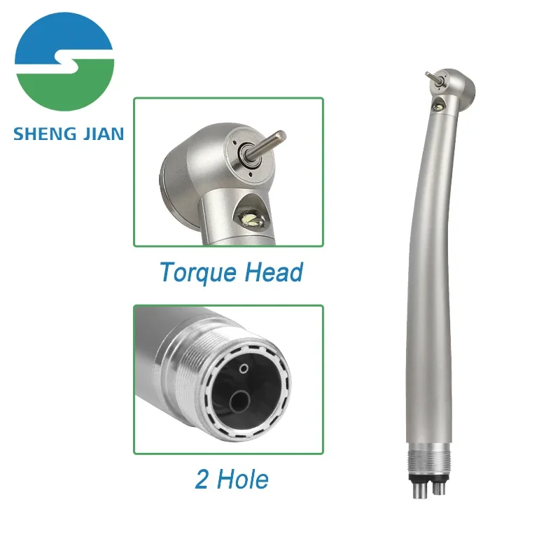 Wholesale Den tal Handpiece 2 Holes Super Torque Head Stainless Steel Den tal LED High Speed Handpiece