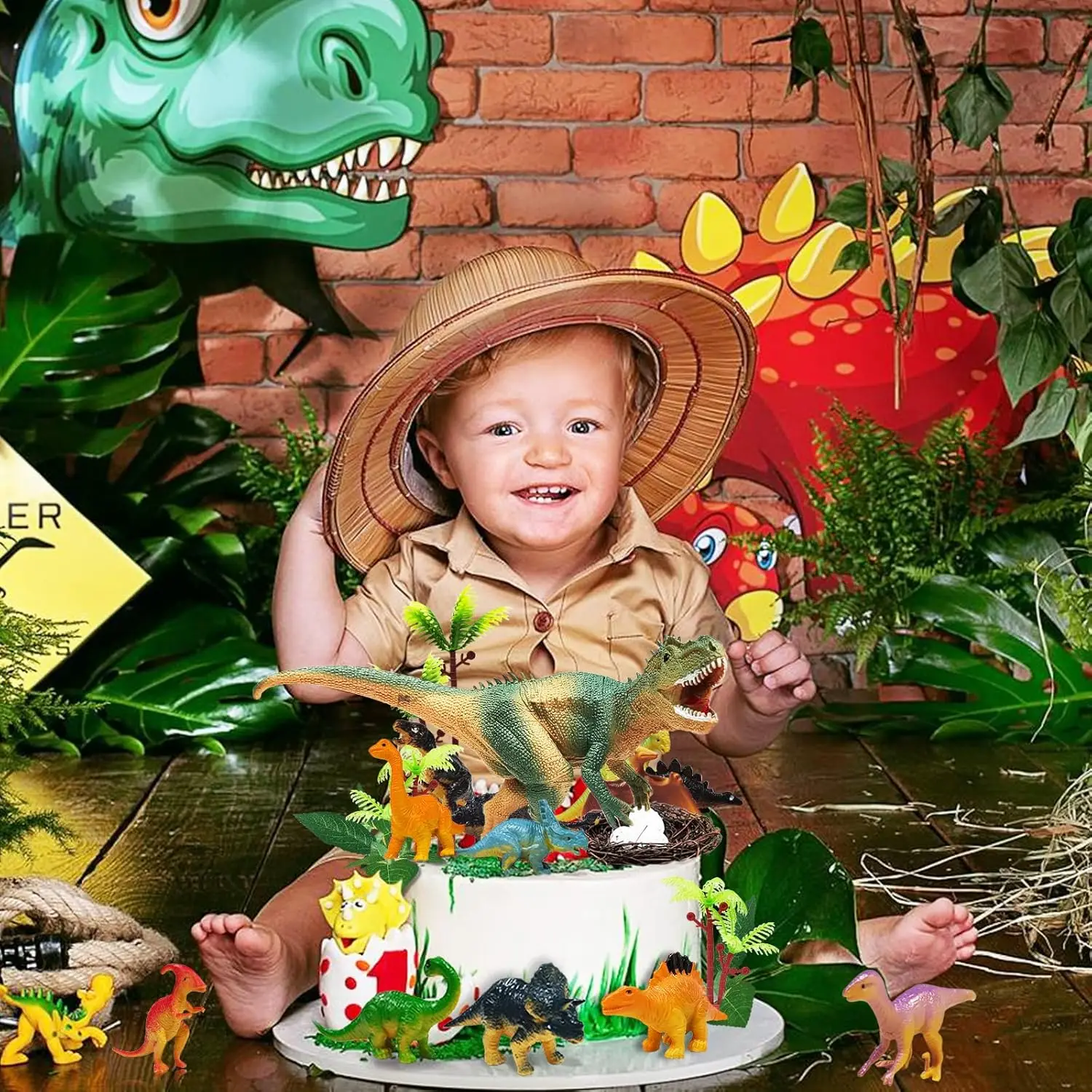 Kleine Dino-Geburtstagskuchendekoration, Dinosaurier-Kuchendekoration, Geburtstagsparty-Zubehör, niedliche Dinosaurier-Kuchenaufsätze – Detail 7