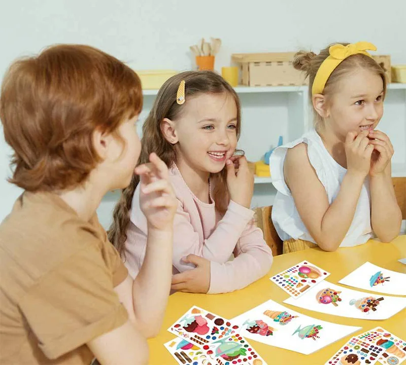 6 Sheets/Set Make a Ice Cream Candy Puzzle Stickers Children DIY Assembled Stickers Kids Gift