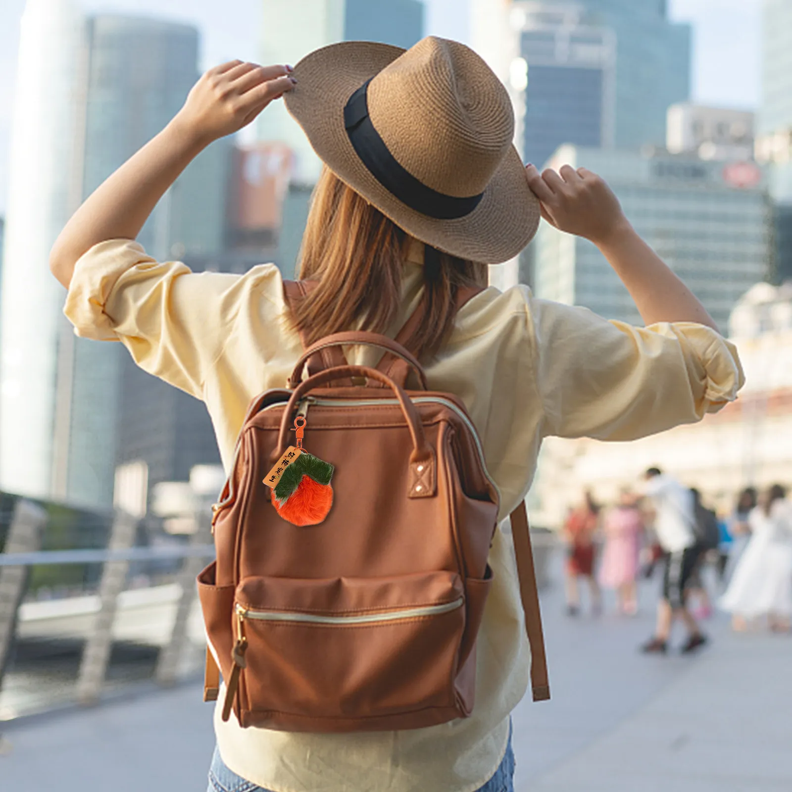 

Stylish Furry-Like Pom Pom Keychain Bright Colored Bag Pendant Accessory for Wallet Phone Car Keys Women Teens Present