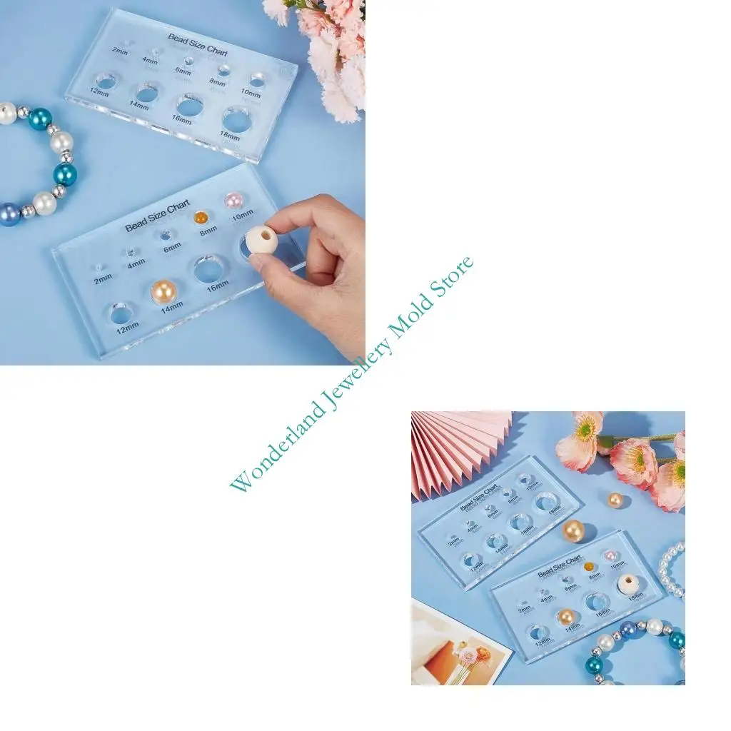 

H7EB Прозрачный пластиковый измерительный инструмент для измерения камня, линейка для изготовления ювелирных изделий,