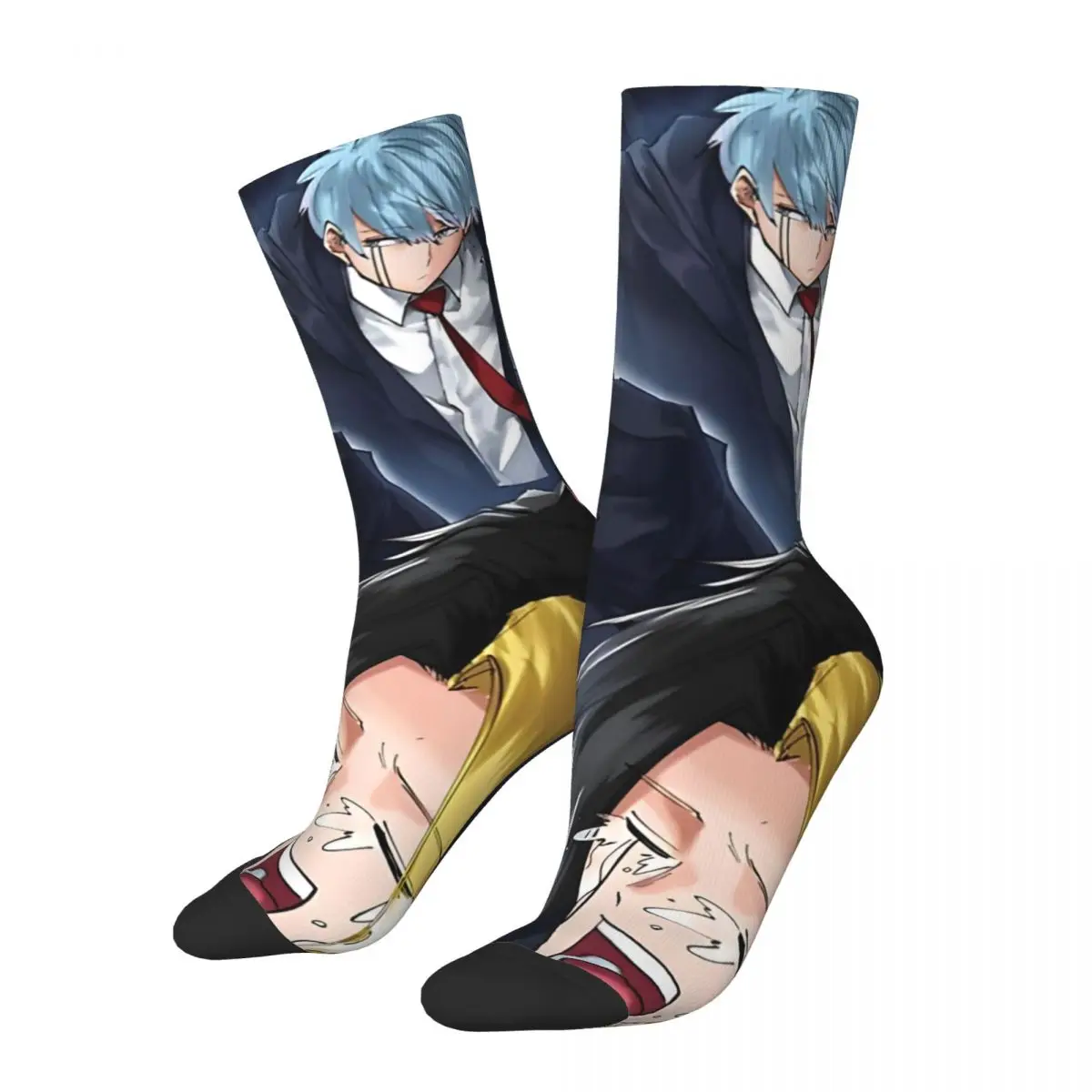 Funny Happy Men's compression Socks Adola Dormitory Retro Harajuku Mashle Magic And Muscles Hip Hop Pattern Crew Crazy Sock