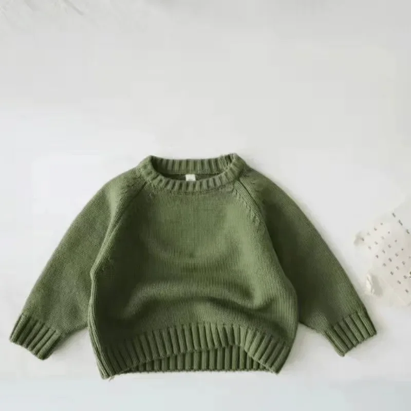 Neonata ragazzo cotone tinta unita maglione neonato bambino manica lunga lavorato a maglia con cappuccio Casual Pullover vestiti del bambino 12M-12Y