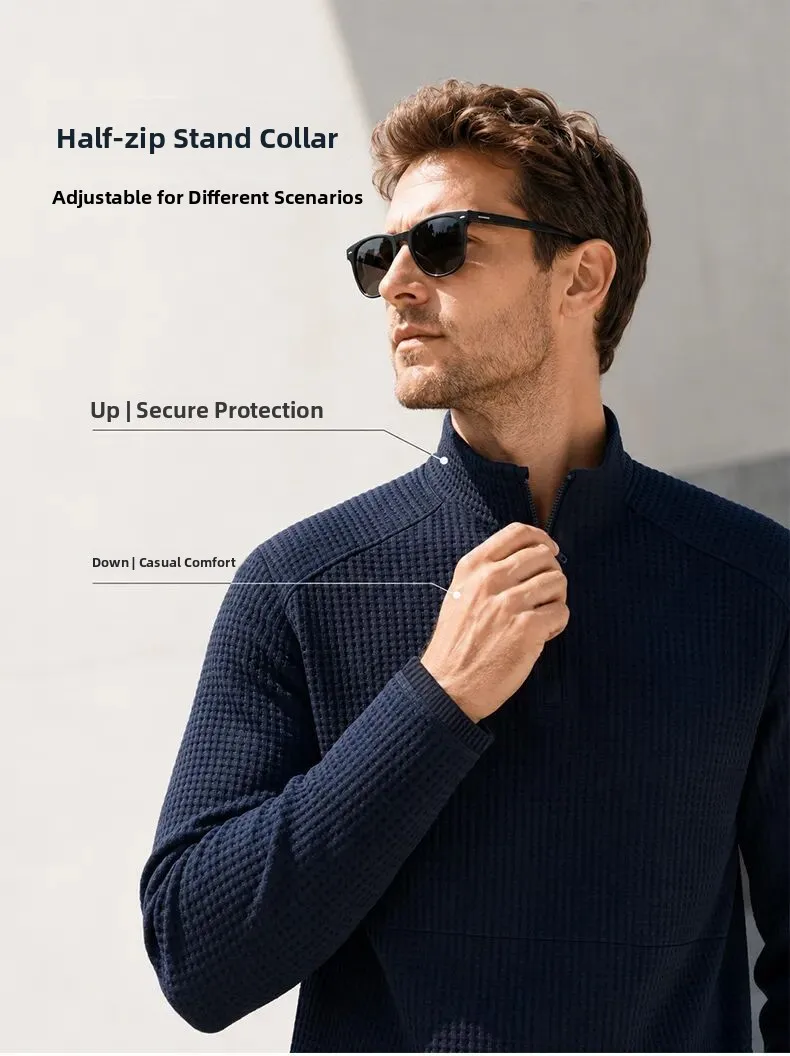 Functionality Meets Style: Unisex Outdoor Thermal Loose-Fit Hoodie with Half Zip Air Layer Texture Fabric for Dynamic Warmth