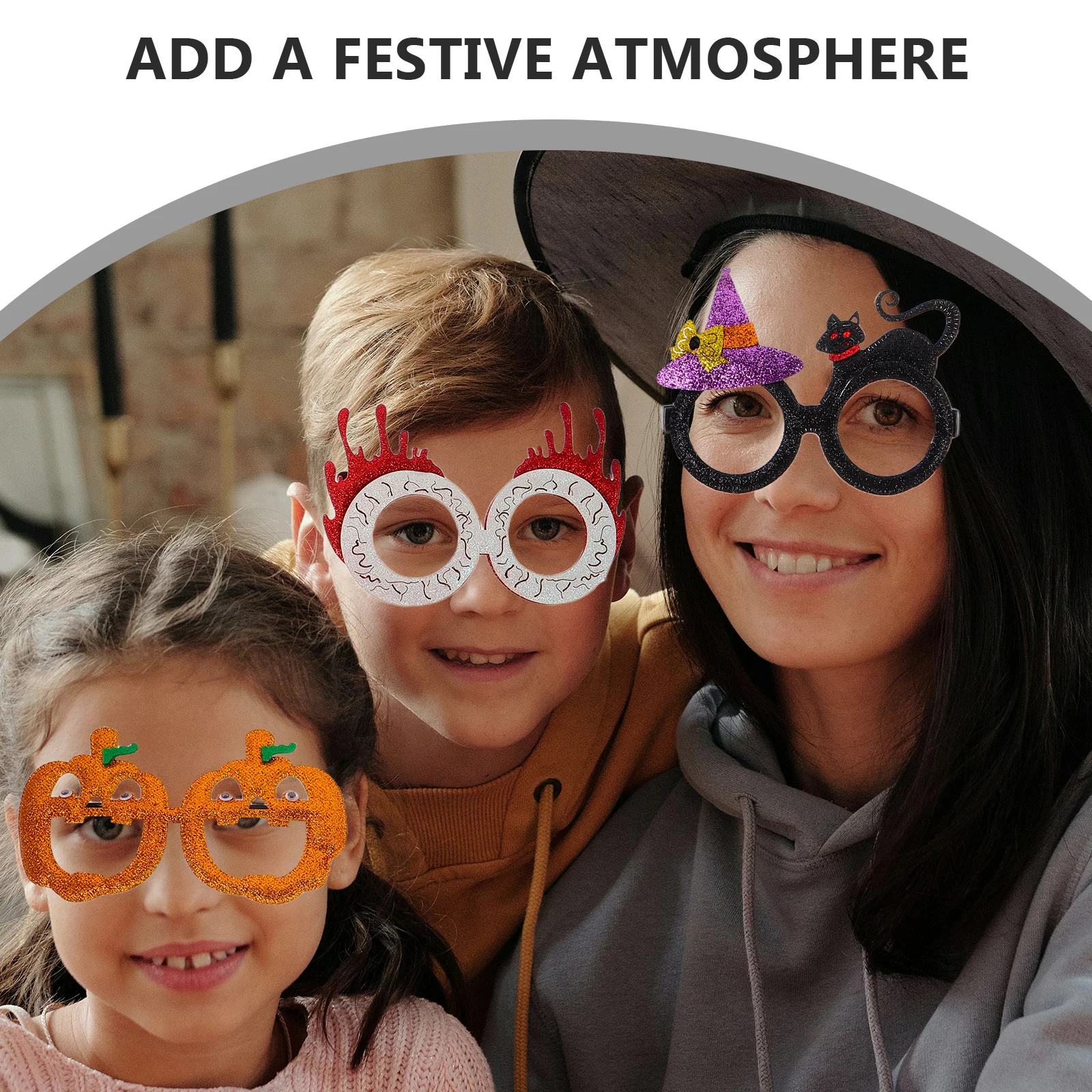 

12Pcs Halloween Party Glasses Glitter Plastic Frames Novelty Spooky Pumpkin Ghost Skull Eyewear Photo Booth Props