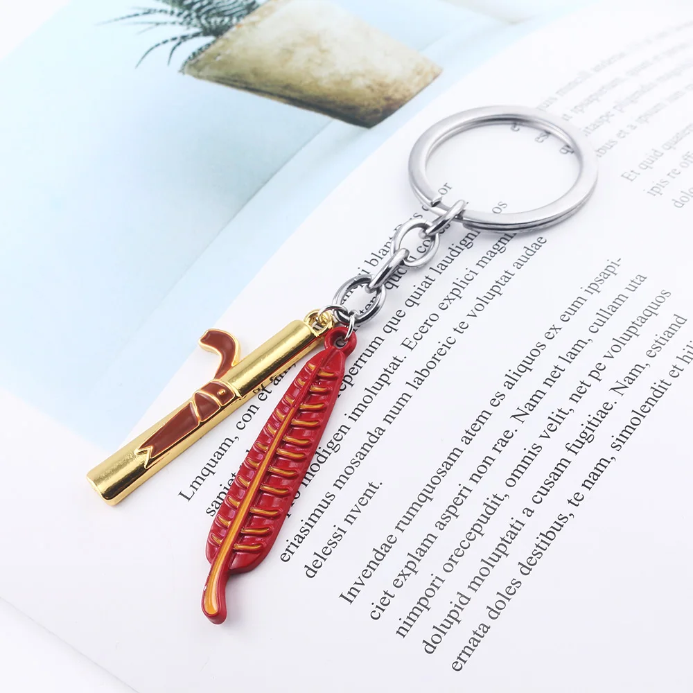 Harry Pendant Keychain Chocolate Frog Hogwarts Magic School Badge Sorting Hat Broomstick Cosplay Keyring for Fans Jewelry Gift