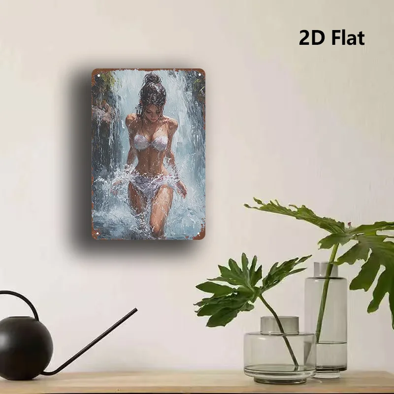 Metal Sign 8x12 Inch Waterfall Splash Beauty 2D Art, Durable Rustproof Outdoor Wall Decor Easy to Hang