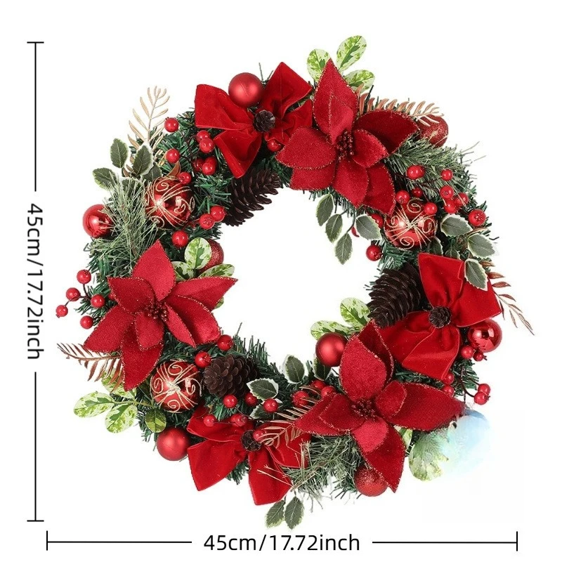 Corona navideña para puerta delantera, ventana, corona Artificial, conjunto de ratán, Navidad, Año Nuevo, decoración navideña pa