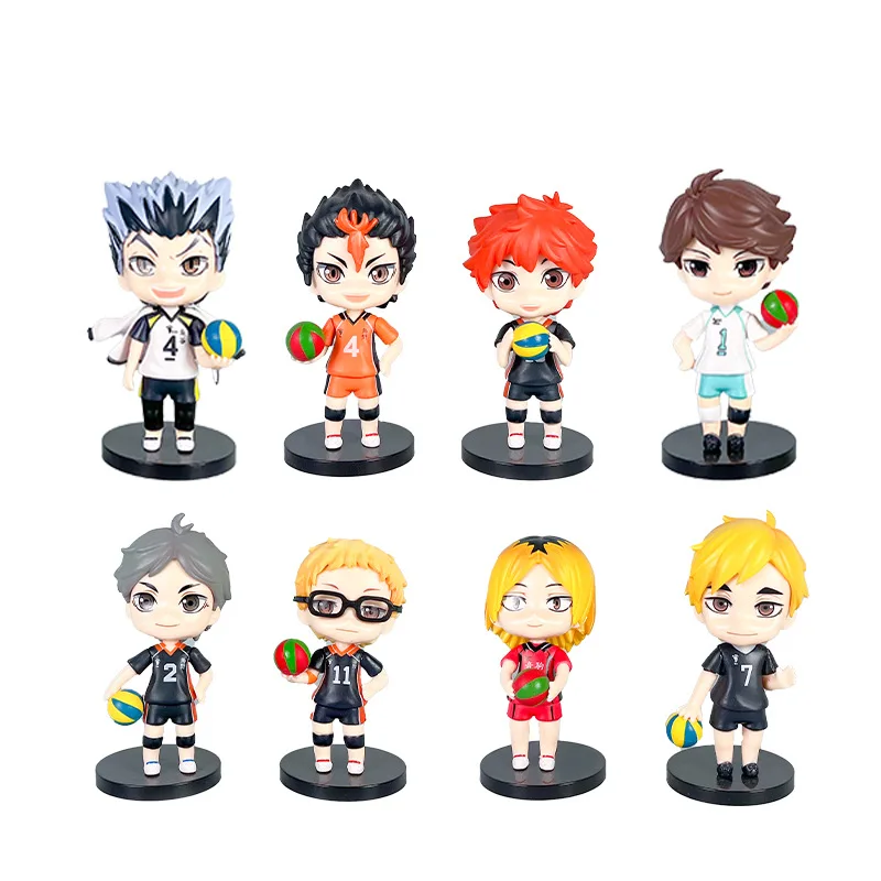 

8pcs haikyuu anime Hinata Shoyo Statue model Q Version Figurine Pvc Model Toy Collectible Decoration Desktop Gift.Toy gifts