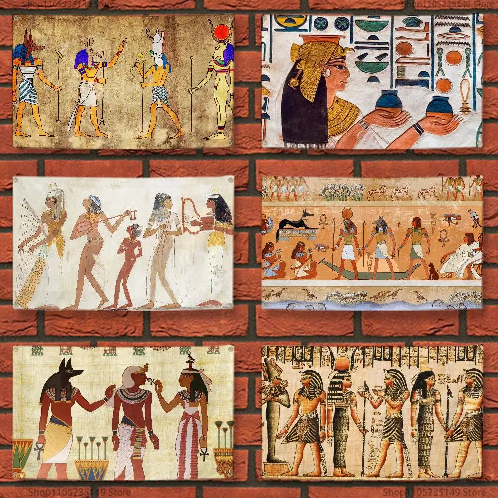 

Ancient Egyptian Flag Tapestry Wall Hanging Bed Room Bar Modern Banner Aesthetic Room Decor