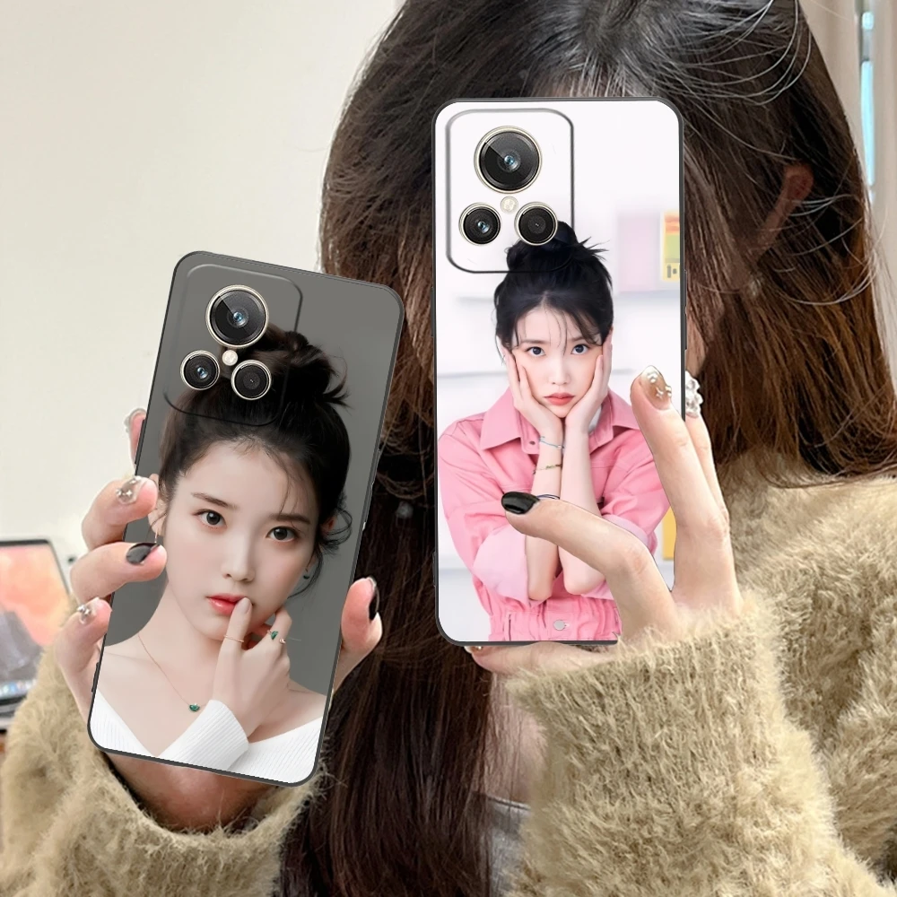 KPOP IU Lee JiEun Mobile Cell Phone Case for Realme GT 2 9i 8i 7i Pro X50 X2 C35 C21 C20 C11 C3 Black Soft Phone Cover Shell