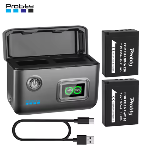 Probty NP-W126 NP-W126S Replacement Battery and Fast Charger For Fuji X100VI X-T30 II X-S10 X-T200 X100F X100V X-A5 X-T50 X-Pro3