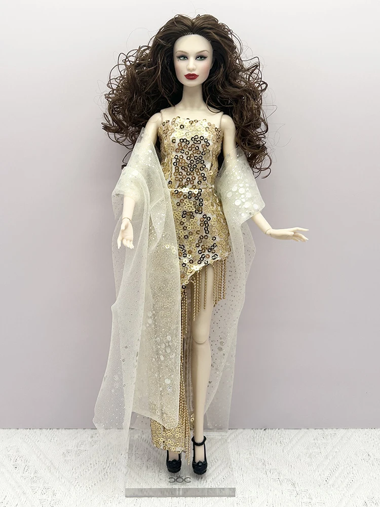 European Fashion Black Lace Golden Dress Set for 30cm Anime BJD Doll Clothes Accessories Girls DIY Toys Birthday Collector Gifts