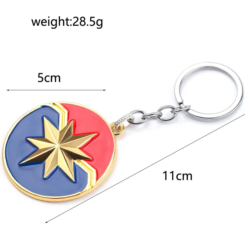 Avengers Keychain for Women and Men, Captain Marvel, Carol Danvers, Superhero Metal Pendant Keyrings, Backpack Key Holder