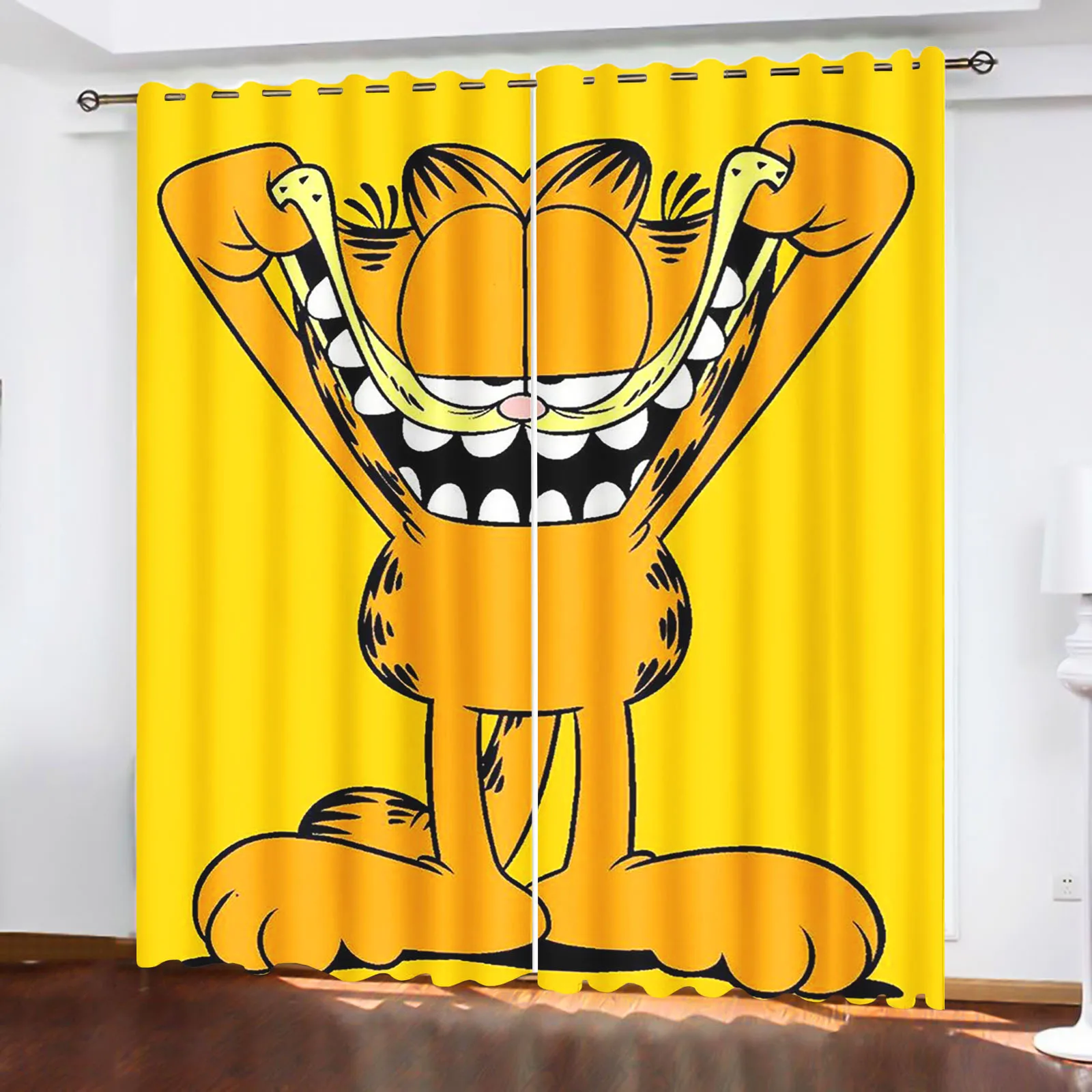 Garfield Cartoon Anime Dustproof  Balcony Screen Curtains For Living Room Bedroom Blackout Curtains Polyester Home Christmas