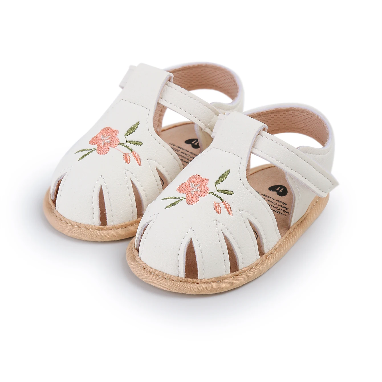 صنادل للفتيات الصغيرات أحذية مسطحة صيفية أحذية أطفال حديثي الولادة أحذية مشاية أولى أحذية مطرزة عند أصابع القدم