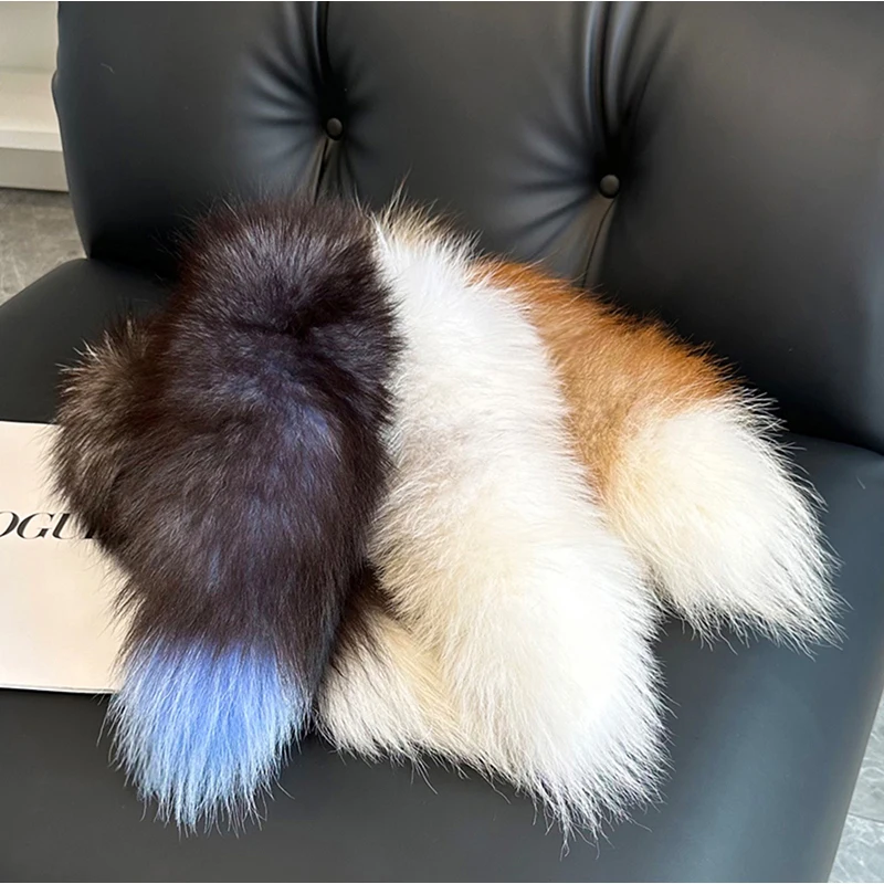 Fashion Fox Tail Keychain Wolf Tail Fur Tassel Bag Tag Black And Brown Pom Pom Charm Keyring Holder Strap Chain Gifts