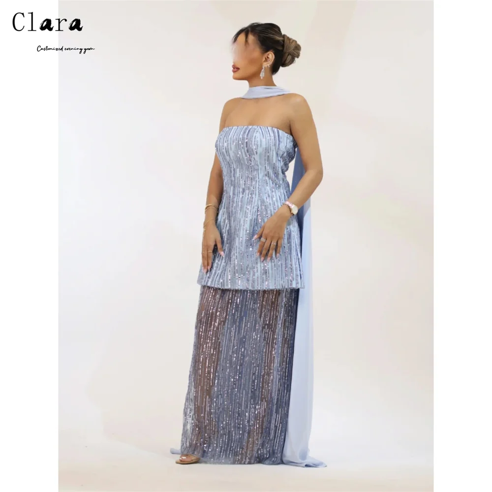 

Clara Custom Sky Blue Tube Top Floor Length Off the Shoulder Luxury Dresses for Prom Dresses 2026 Luxury Evening Elegant Gown