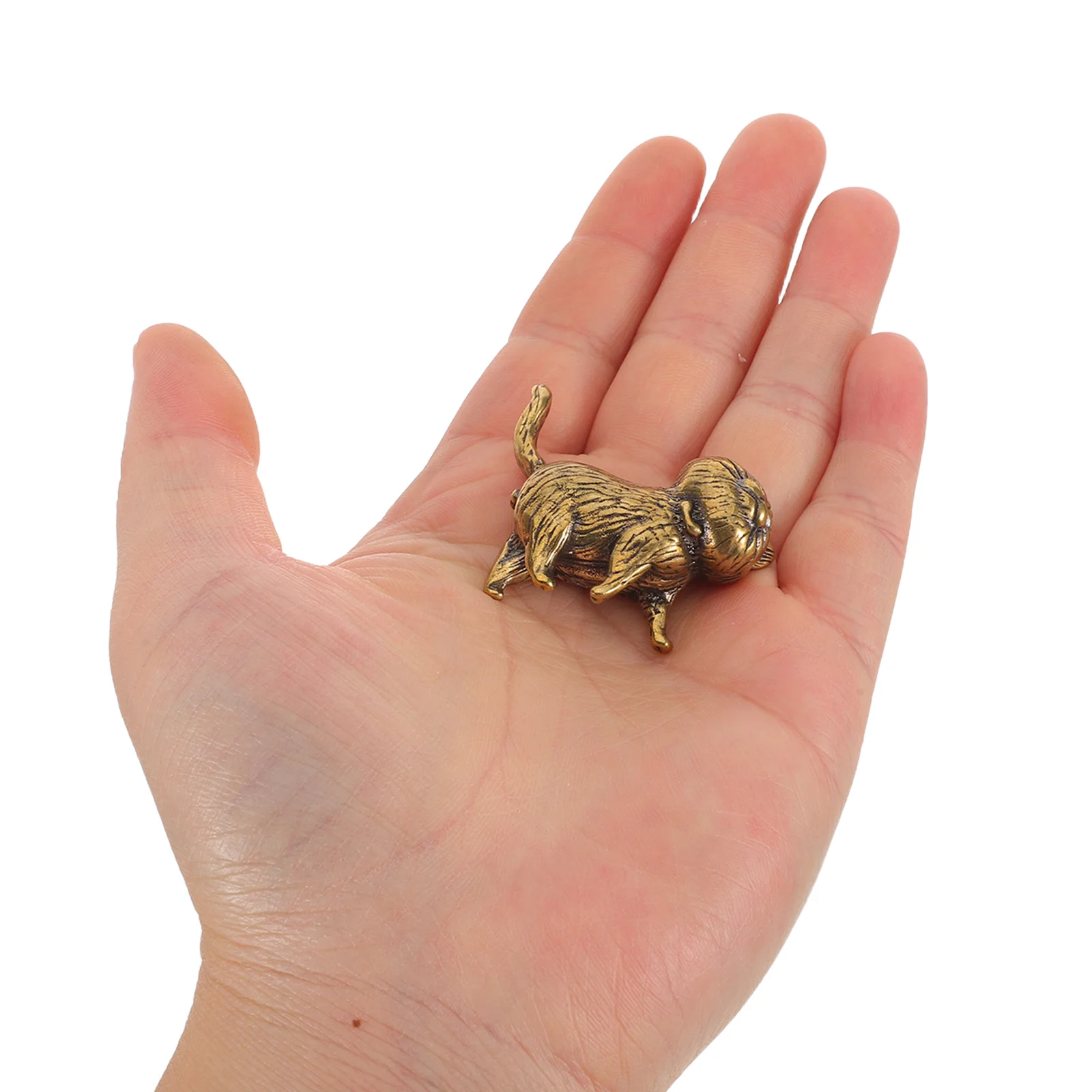 

Brass Cat Statue Mini Fortunate Cat Decorative Paperweight for Home Office and Tabletop Decoration Chinese Tea Pet