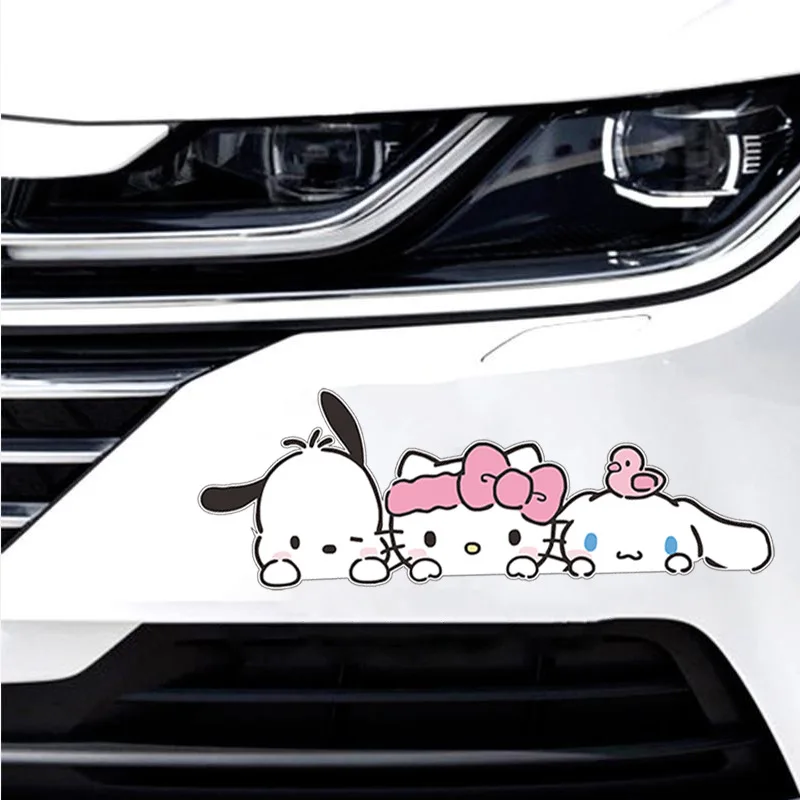 Sanrio-gato bonito adesivo para janela do carro, auto decalque, acessórios, Cinnamoroll, adesivo